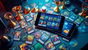 魅力的なゲームプレイと報酬を示すカラフルなオンライントレーディングカードプラットフォームで描かれる日本トレカセンター評判