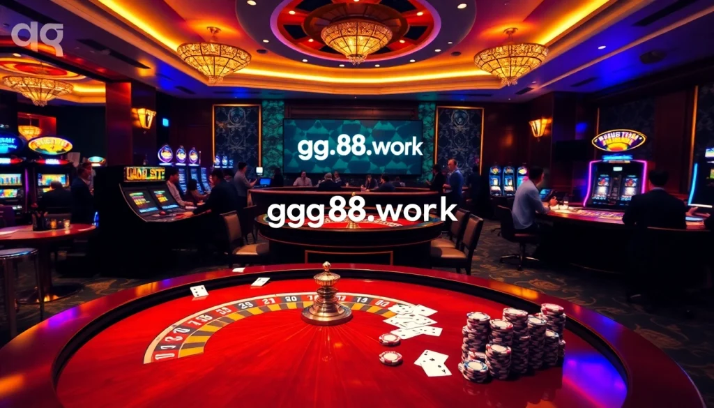 Experience thrilling gaming excitement at gg88.work with vibrant casino tables and players.