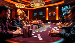 Experience thrilling poker action at https://www.6l777.org/ with vibrant chips and cards enticing players.