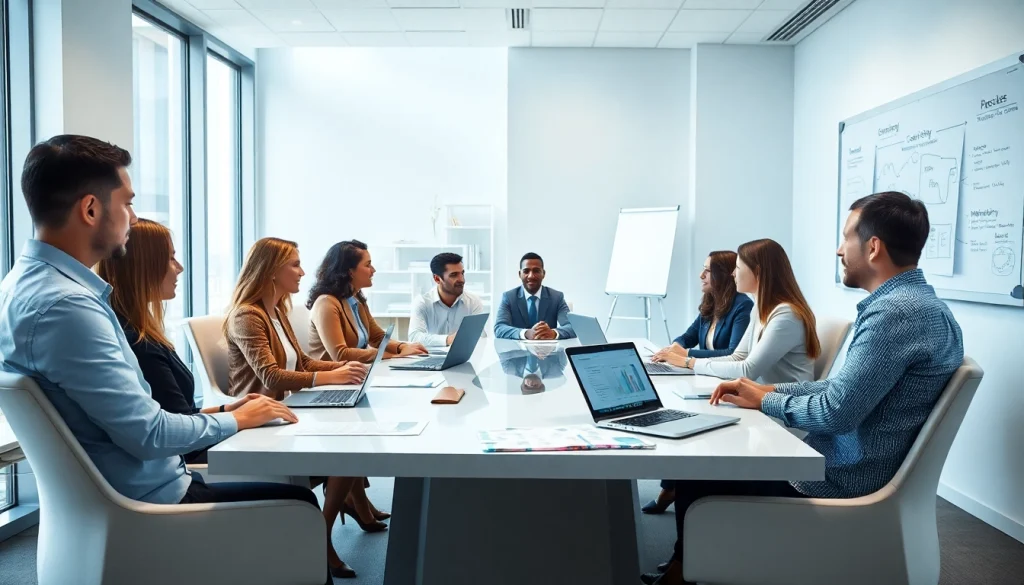 Executive recruitment team at https://scionexecutivesearch.com/ collaborating in a modern office.