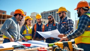 Members of the southern california contractors association engaging in a teamwork at a construction site.