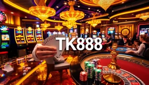 Gambler winning at a luxury casino table, emphasizing excitement in gaming and TK88.