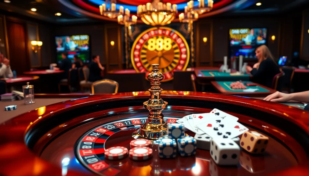 Players enjoying high-stakes games at 888new's luxurious casino environment.