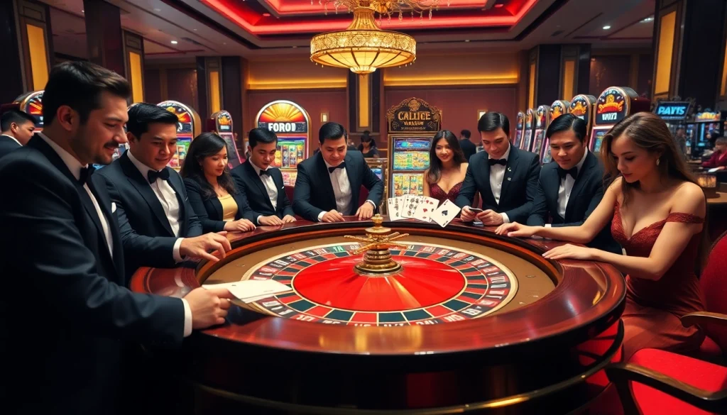 Experience luxury and excitement at https://www.6l777.vip/ with a vibrant casino scene showcasing roulette and slot machines.