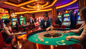 Engage in the excitement of Fly 88 at a luxurious casino, featuring roulette and slot machines.