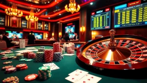 Engage in thrilling bets at mk8th.net’s vibrant casino scene with poker chips and roulette excitement.