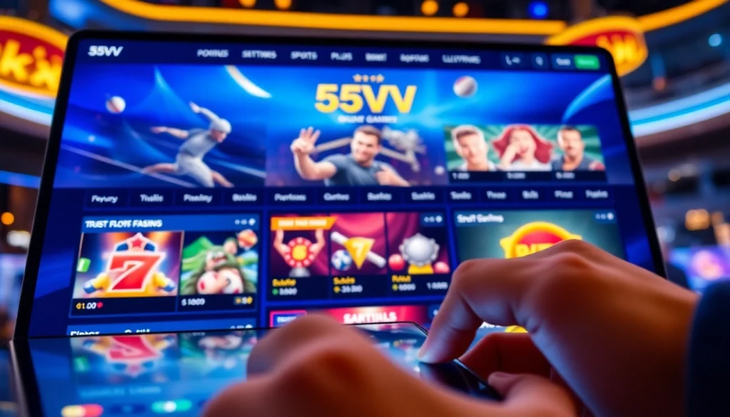 55VV online betting platform interface with vibrant colors and intuitive design for an engaging user experience.