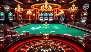 The scene showcases a lively casino table with poker chips and cards, reflecting https://lodetructuyen.us/ for an engaging gambling experience.