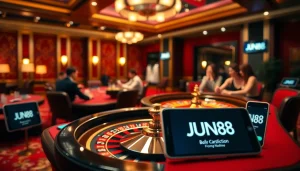 Engaging in online gambling strategies with JUN88 đăng nhập at a luxurious casino.