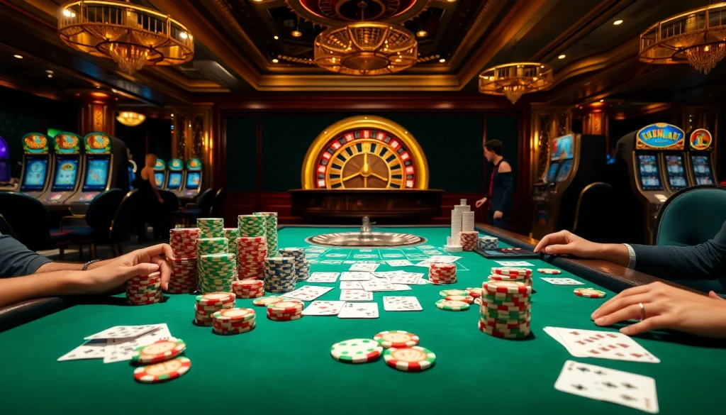 Betting excitement at MK8 with vibrant poker chips and a roulette wheel in the mix.