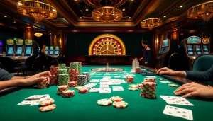 Betting excitement at MK8 with vibrant poker chips and a roulette wheel in the mix.