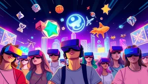 Experience the excitement of the best upcoming games 2026 with diverse players in a futuristic gaming landscape.