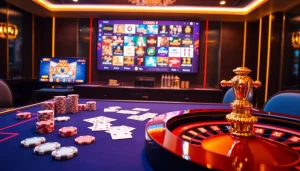 A gaming table at nhà cái 89bet featuring poker chips and cards, inviting players to join the online excitement.