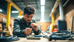 Electrician apprenticeship Hawaii with a dedicated apprentice engaged in wiring tasks