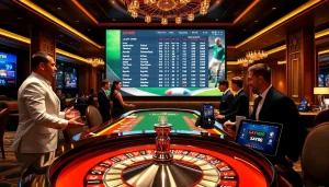 Engage with say88 nhà cái at a vibrant casino with roulette and live betting screens.