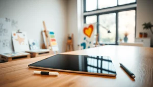 Manipulando el Apple Pencil Pro para crear arte en un espacio de trabajo luminoso.