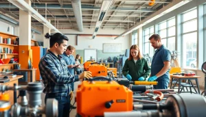 Students actively learning at an abc trade school with engaging instructors and equipment.