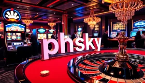 Experience thrilling gameplay at phsky's luxurious casino featuring vibrant slot machines and elegant poker tables.