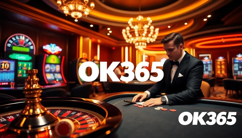 Players engaging in thrilling games at OK365's luxurious casino environment.