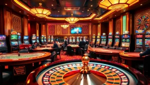 Experience excitement with players at tables from https://www.6rwin55.com/ in a luxurious casino setting.