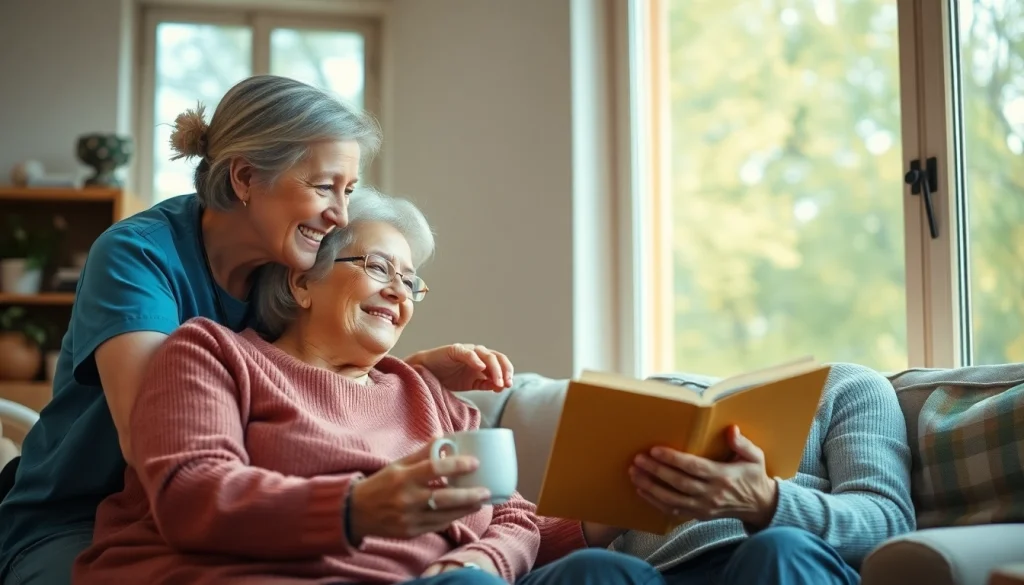 Austin senior home care showcases caregivers assisting seniors in a warm, cozy setting.