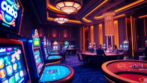 Kubet online casino environment featuring vibrant gaming tables, slot machines, and live dealers.