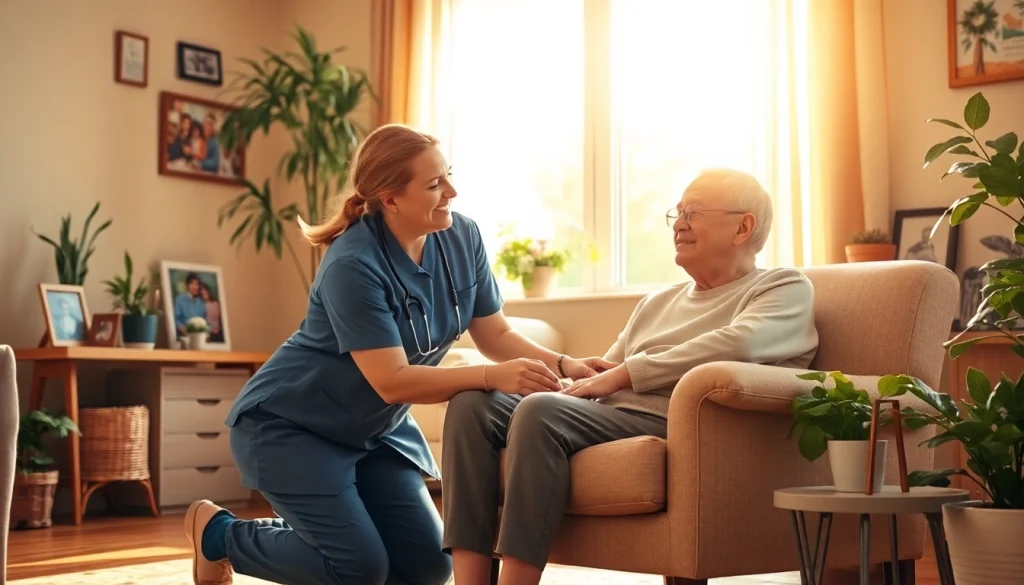 Providing compassionate in home care austin tx in a warm, inviting living room.