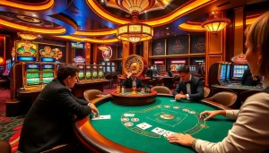 Players enjoying a thrilling game at raja 88 casino, showcasing luxury and excitement.