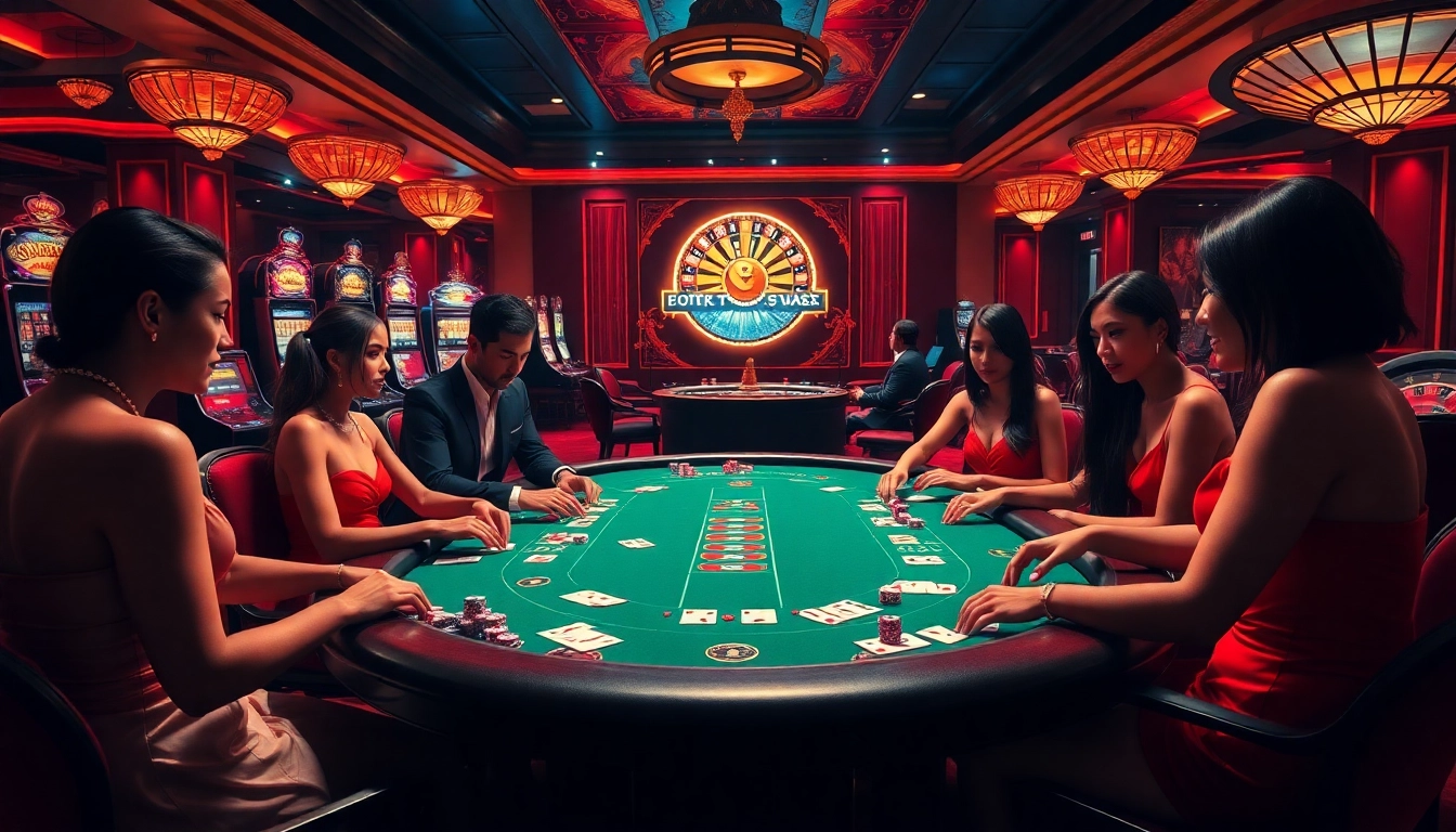 Glamorous poker game at 79King casino, showcasing excitement with chips and cards on the table.