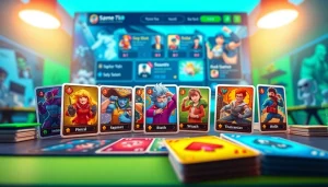 スパークオリパ 招待コード プラットフォームを特徴づける、カラフルなカードとインタラクティブ機能を備えた活気あるゲーム風景。