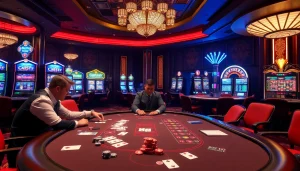 Exciting gambling action at https://xx88tv.com/ featuring poker players, chips, and vibrant casino visuals.