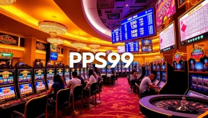 Exciting gaming scene at PS99 casino with vibrant slot machines and players in action.