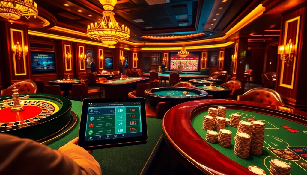 Experience thrilling แทงบอลโลก action inside an elegant casino, highlighting poker, roulette, and lively betting.