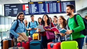 Travelers preparing for their journey to Canada, focusing on canada visitor visa from australia.