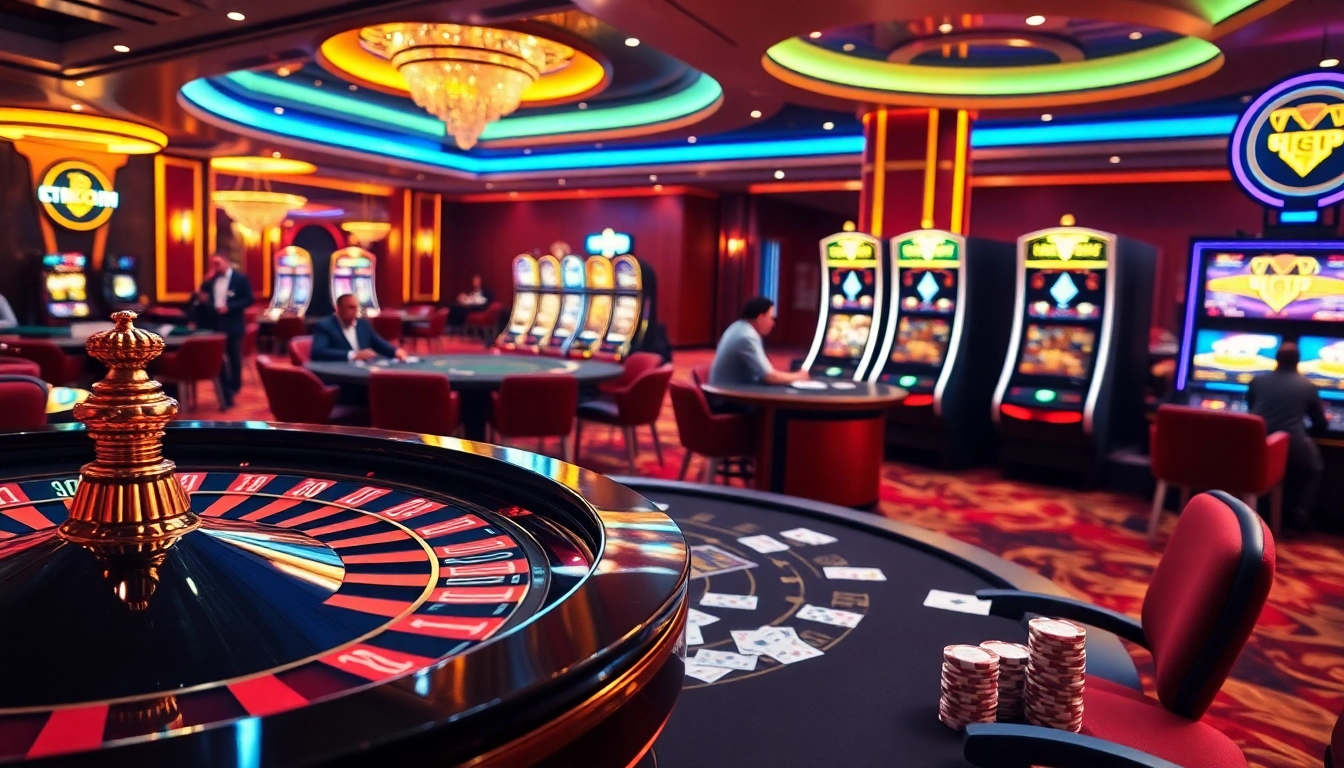 Players engaging at tables in exciting crypto online casinos with colorful chips and cards.