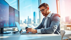 Analyze data on https://m.check-rates.com with a professional consultant in a modern office.