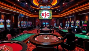 KJC casino scene featuring vibrant tables, exciting players, and dynamic gameplay.