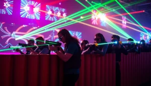 Experience the excitement of Laser tag with vibrant lights and action-packed gameplay in an arena.