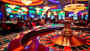 Pinco Casino rulet masası müxtəlif fişlər və oyunçularla dolu kasinoda əyləncəli atmosfer yaradır.
