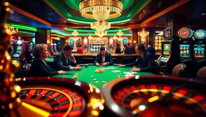 Players engaged in a thrilling poker game at BDJL's luxurious casino.