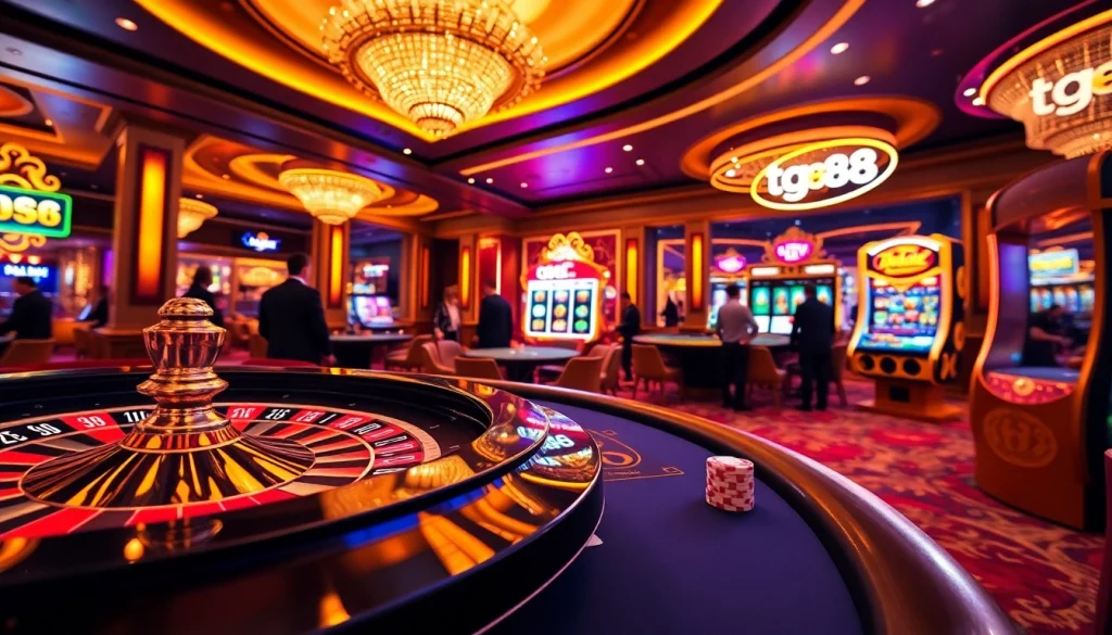 Experience the thrill of tg88 at a luxurious casino with vibrant games and engaged players.