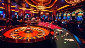 Experience the thrilling world of febet com through a luxurious casino scene filled with excitement.