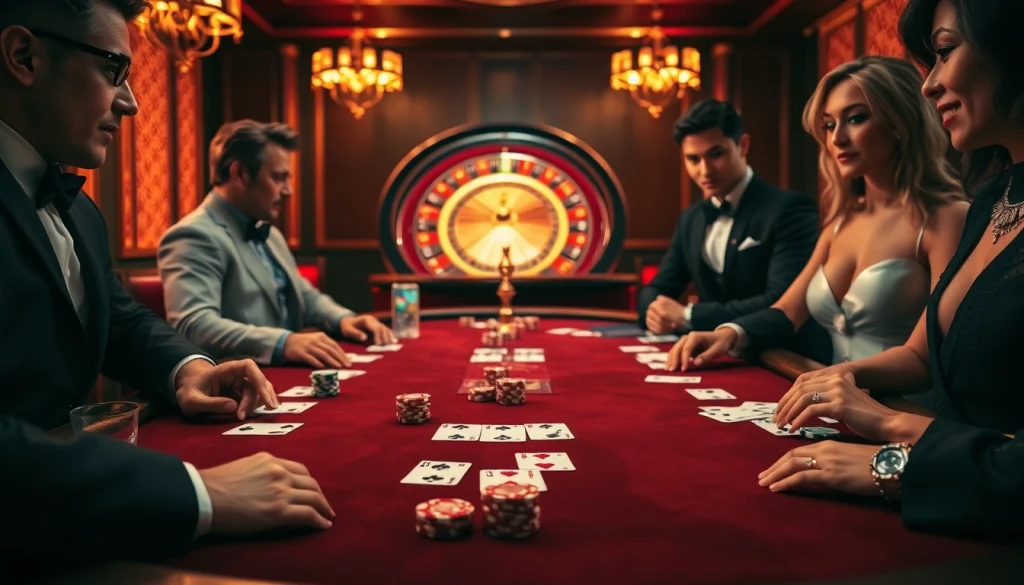 Gamblers engaging in a high-stakes game at a luxurious poker table with 88t theme.