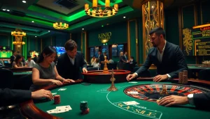 Kèo nhà cái displayed prominently as players engage at a vibrant casino table, highlighting excitement in betting.