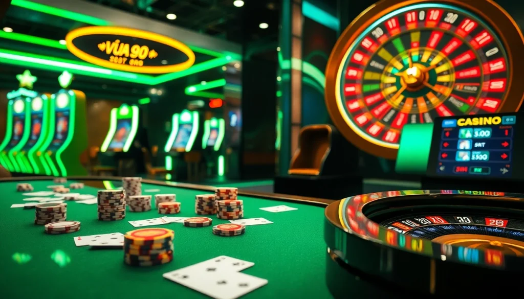 Players engage thrillingly with the virtual casino experience at Vua99, showcasing vibrant tables and exciting games.