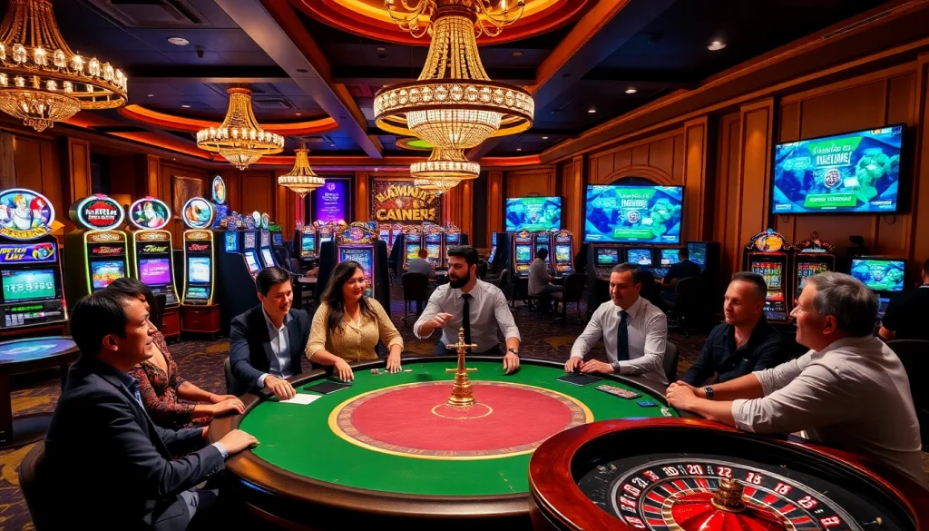 Experience thrilling betting at https://kjc.money/ with a vibrant casino scene showcasing poker and roulette.