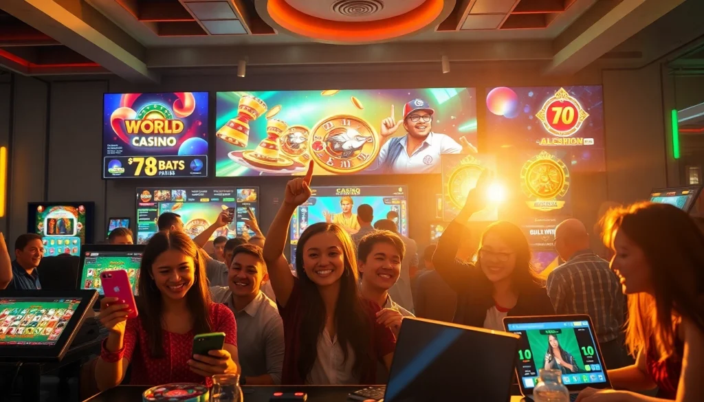 Engaging online gaming environment showcasing ABC999 with diverse players and modern devices.