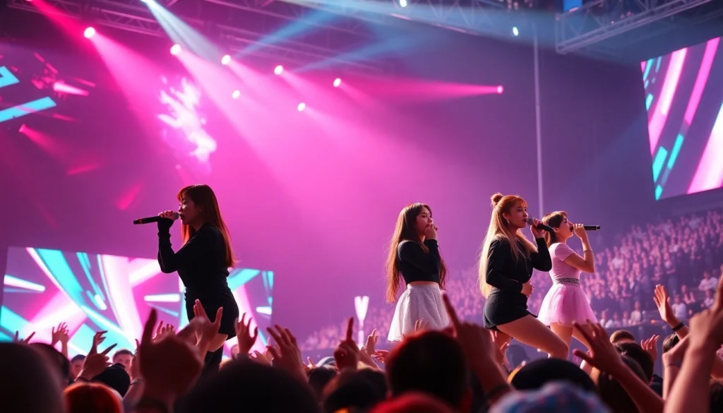 Captivating BLACKPINK news transformation with the band's dynamic stage performance and energetic crowd.
