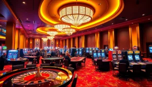 Players enjoying RR88 casino excitement at vibrant, luxurious gaming tables.