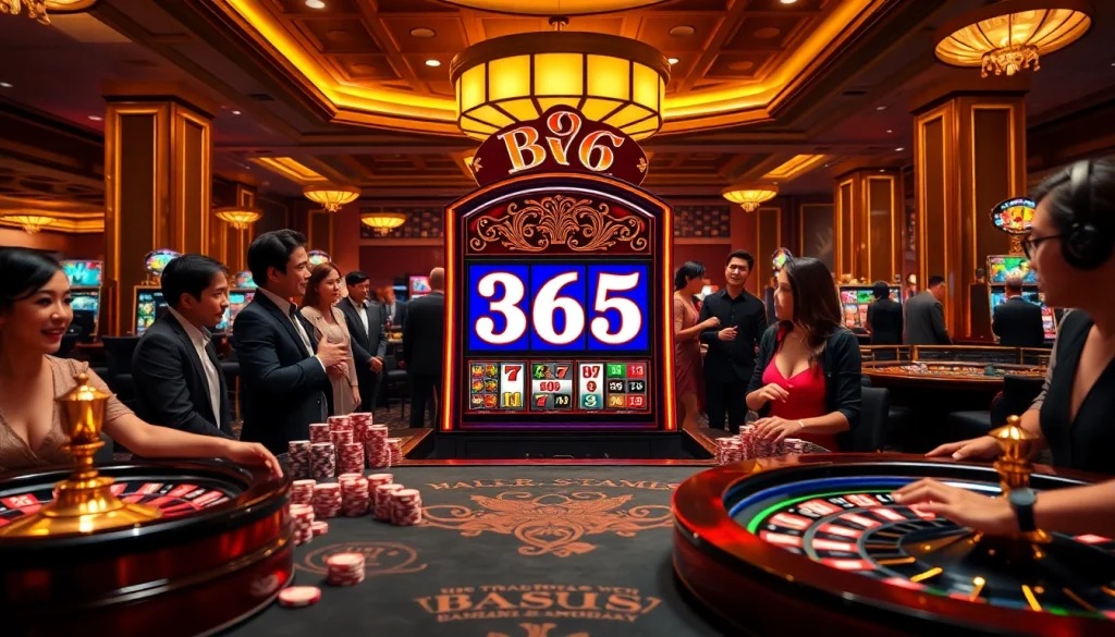 Experience thrilling gameplay at the 365 slot machine in a vibrant casino setting.
